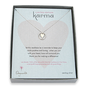 limited edition karma and kind heart sterling silver reminder necklace