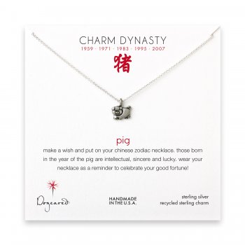 year of the pig charm necklace, sterling silver
