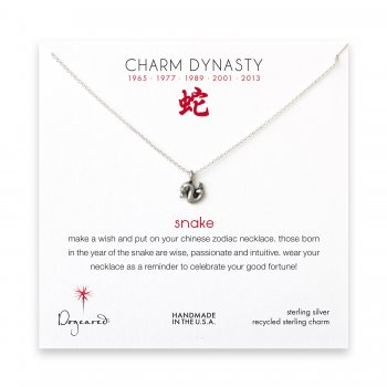 year of the snake charm necklace, sterling silver