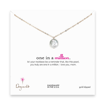 one in a million mom gold dipped necklace with white round pearl