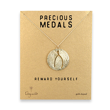 precious medals necklace with gold dipped wishbone silhouette