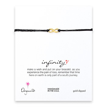infinity+gold+dipped+bracelet+on+black+irish+linen