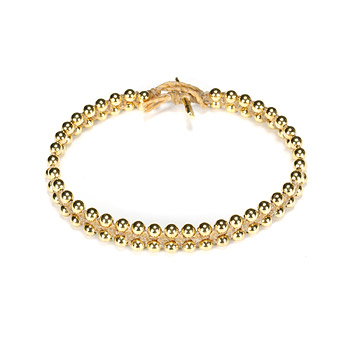 sparkle macrame bracelet with parallel brass beads on natural irish linen