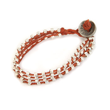 100 good wishes red irish linen bracelet with silver dipped beads