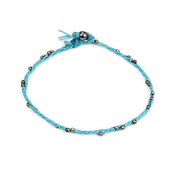 sparkle twisted strand charcoal bracelet on turquoise irish linen