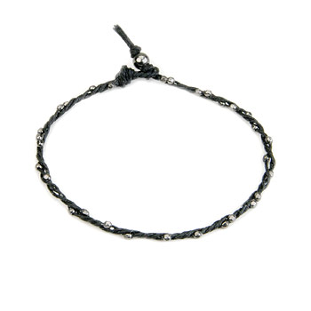 sparkle twisted strand charcoal bracelet on black irish linen