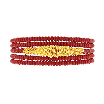not to worry black cherry and gold bead wrap bracelet
