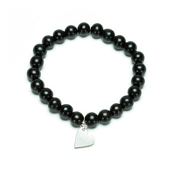 not to worry ebony wood bracelet with sterling silver sideways heart