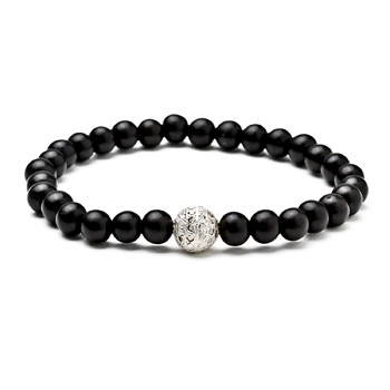 not to worry ebony wood bracelet with silver dipped sparkle ball