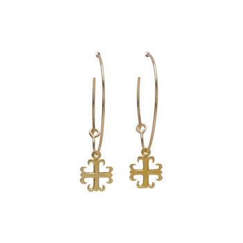 modern word faith gold dipped english cross hoop earrings