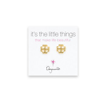 small english cross stud earrings, gold dipped