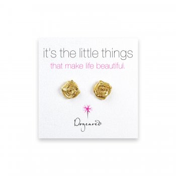 small rose stud earrings, gold dipped