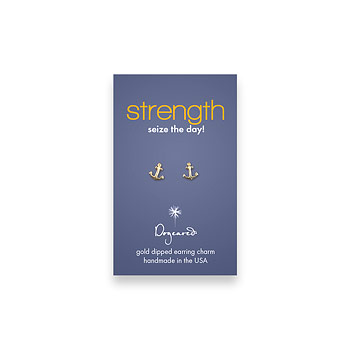 strength teeny stud gold dipped anchor earrings