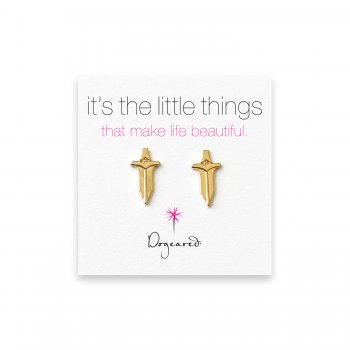 small dagger stud earrings, gold dipped