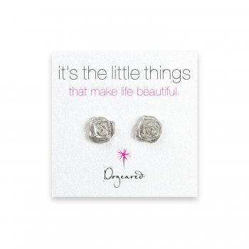 small rose stud earrings, sterling silver