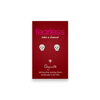 fearless teeny stud sterling silver skull earrings
