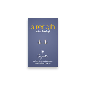 strength teeny stud sterling silver anchor earrings