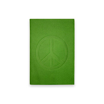 small peace journal with emerald leather