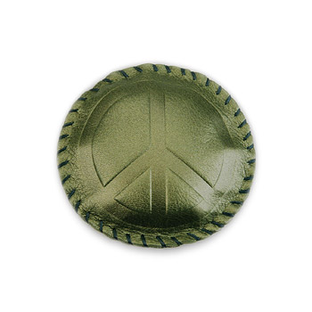 peace green leather paperweight