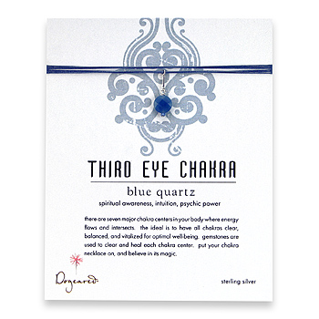 third eye chakra blue quartz necklace on blue thread