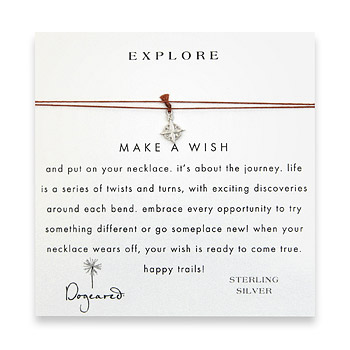 explore make a wish necklace with sterling silver compass on tobacco : Dogeared Jewels and Gifts :  sterling silver make a wish silk thread explore