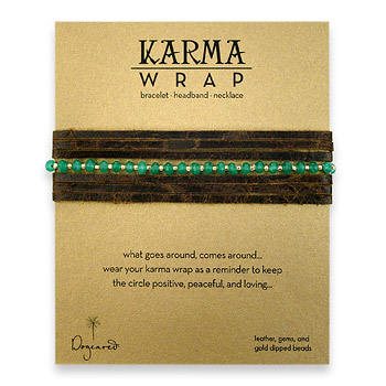 karma wrap earth leather bracelet with emerald jade gems : Dogeared Jewels and Gifts :  necklace dogeared jewels and gifts anklets bracelet