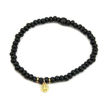 not to worry ebony wood bracelet with gold dipped peace sign : Dogeared Jewels and Gifts :  dogeared jewels and gifts not to worry ebony bracelets