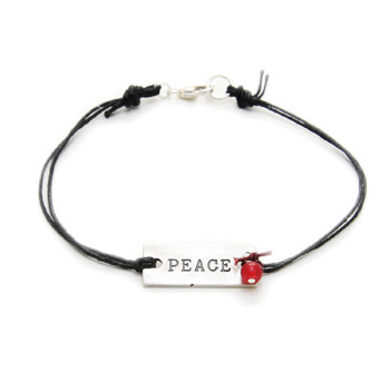 peace engraved word bracelet