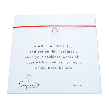 make a wish necklace with sterling silver wishbone on red... the original