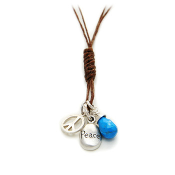 the peace necklace --- peace, peace sign and turquoise