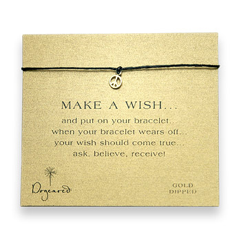 make a wish bracelet with gold dipped peace sign on black make a wish bracelet with gold dipped peace sign on black