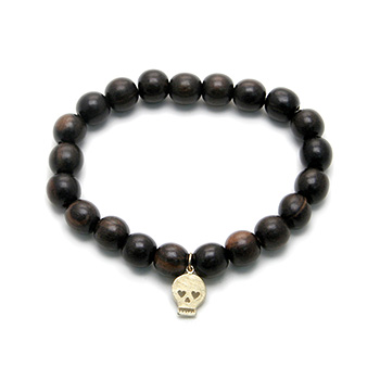 wood bracelet in ebony with gold dipped skull wood bracelet in ebony with gold dipped skull