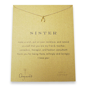 sister reminder necklace with gold dipped wishbone sister reminder necklace with gold dipped wishbone