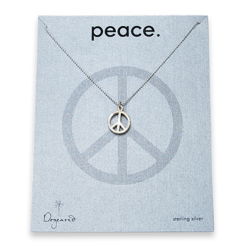 peace sign sterling silver necklace on tiny ball chain