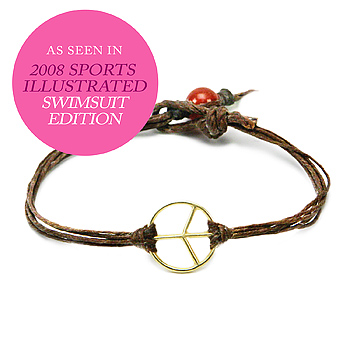 peace bracelet gold dipped on irish linen tobacco