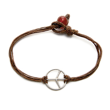 peace bracelet sterling silver on irish linen tobacco
