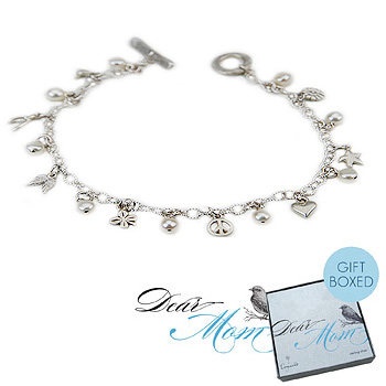 i am mom's favorite child sterling silver mini pearl charm bracelet : Dogeared Jewels and Gifts :  sterling silver four leaf clover starfish hummingbird