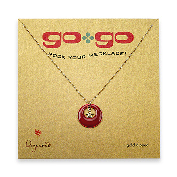 go go necklace red disc with gold dipped lucky star