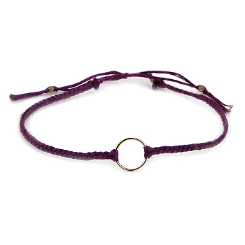 karma friendship bracelet gold dipped on plum thread