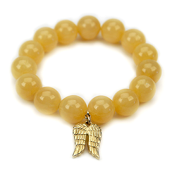 yellow jade large goddess bracelet with angel wings