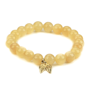 yellow jade small goddess bracelet with angel wings