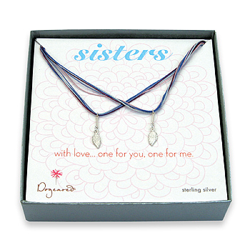 sisters sterling silver angel wings on blue silk set of 2 necklaces - 18 inch sisters sterling silver angel wings on blue silk set of 2 necklaces - 18 inch