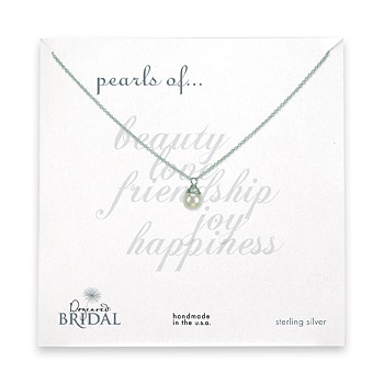 bridal wrapped white pearl sterling silver reminder necklace