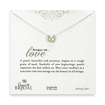 bridal large pearls of love sterling silver necklace with white pearl - 18 inches