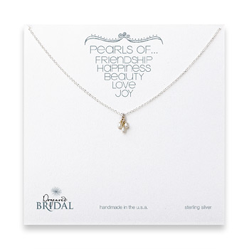 bridal 3 pearl necklace, sterling silver