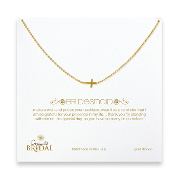bridal+sideways+cross+bridesmaid+necklace%2C+gold+dipped