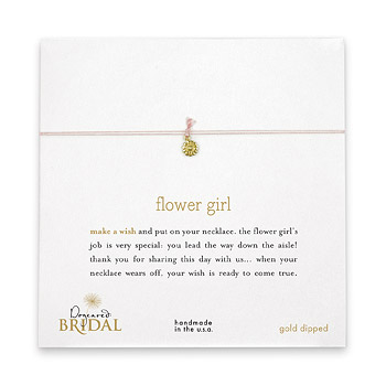 flower girl make a wish bridal necklace with gold dipped small daisy on pink