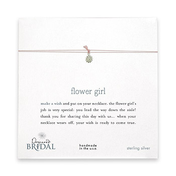 flower girl make a wish bridal necklace with sterling silver small daisy on pink