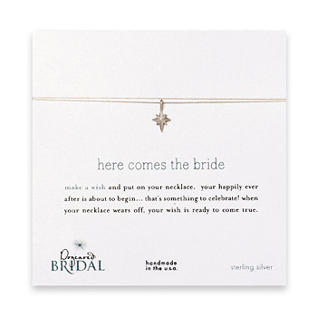 here comes the bride make a wish bridal necklace with sterling silver north star on creme