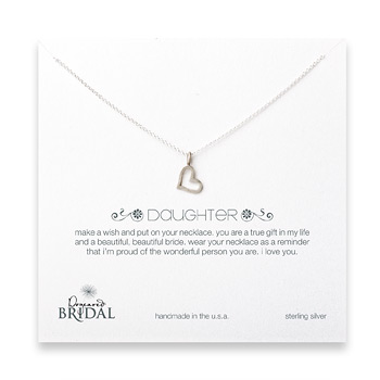 bridal daughter loving heart necklace, sterling silver